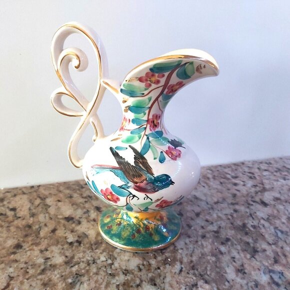 St Ghislain Pitcher Made in Belgium Art Deco Hand Painted Ewer Water Jug - Picture 1 of 7